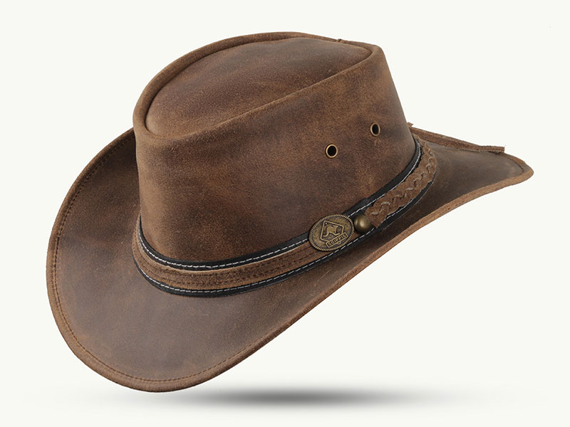 brauner Lederhut mit Hutband