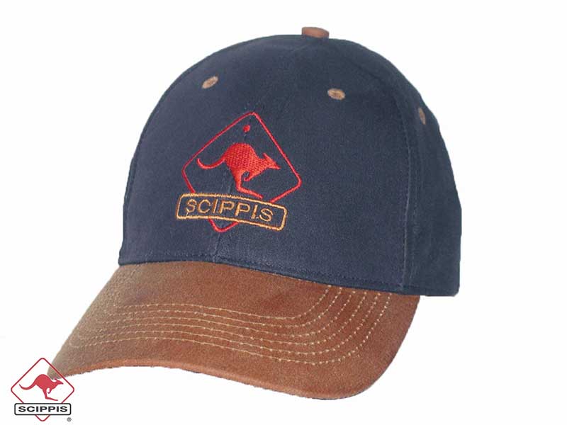dunkelblau-braune Oilskin Cap
