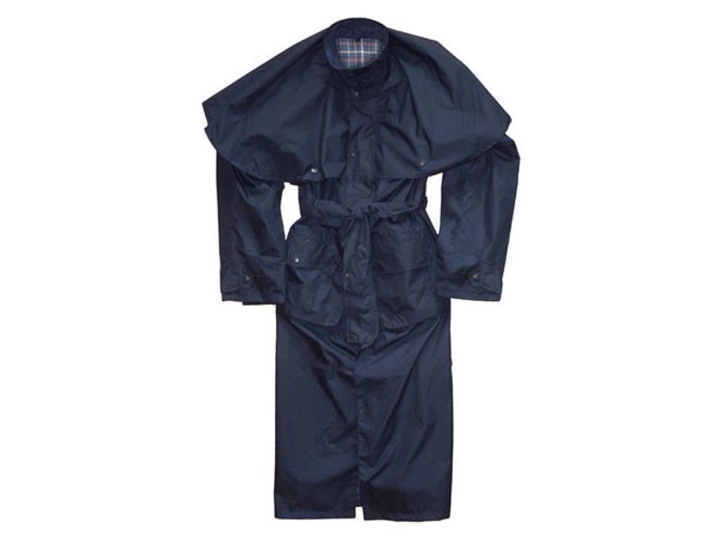 blauer Regenmantel