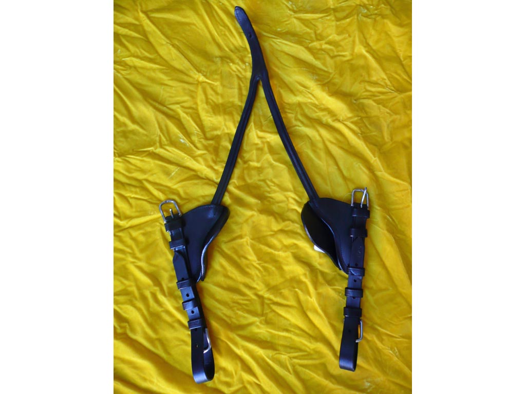 Schwarze Scheuklappen für Pferdegeschirr