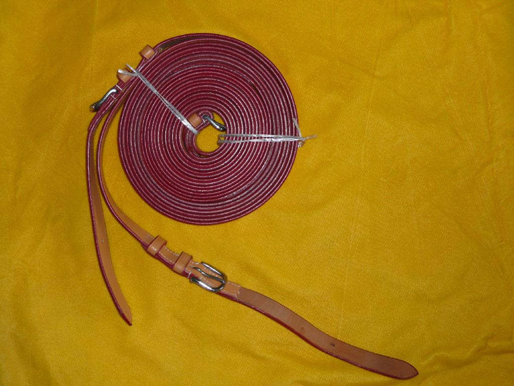 Braune Lederleine für Pferdegeschirr