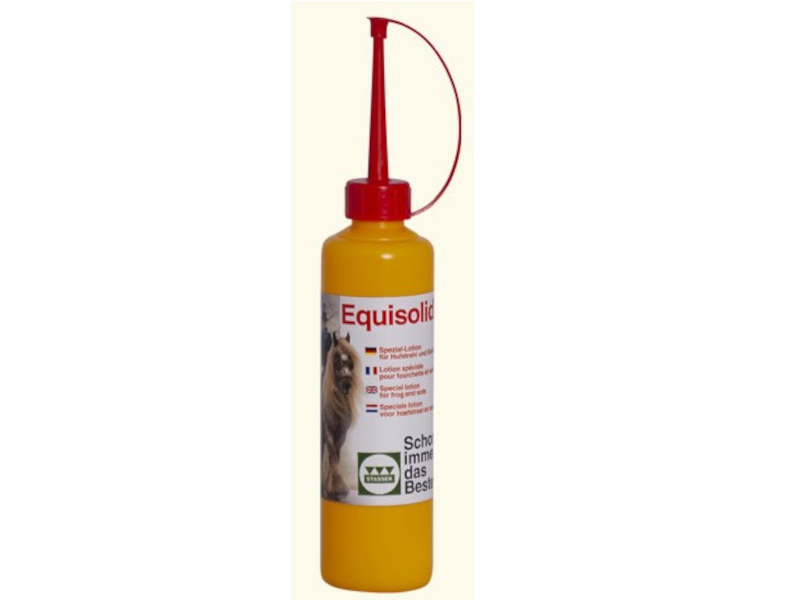 gelbe Flasche mit Tülle mit Equisolid Spezial-Lotion