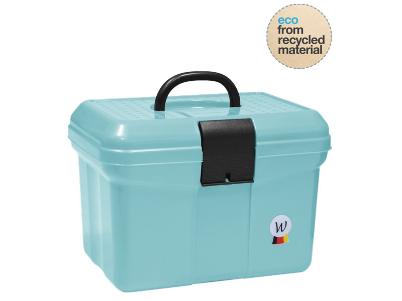 hellblaue Putzbox mit Griff