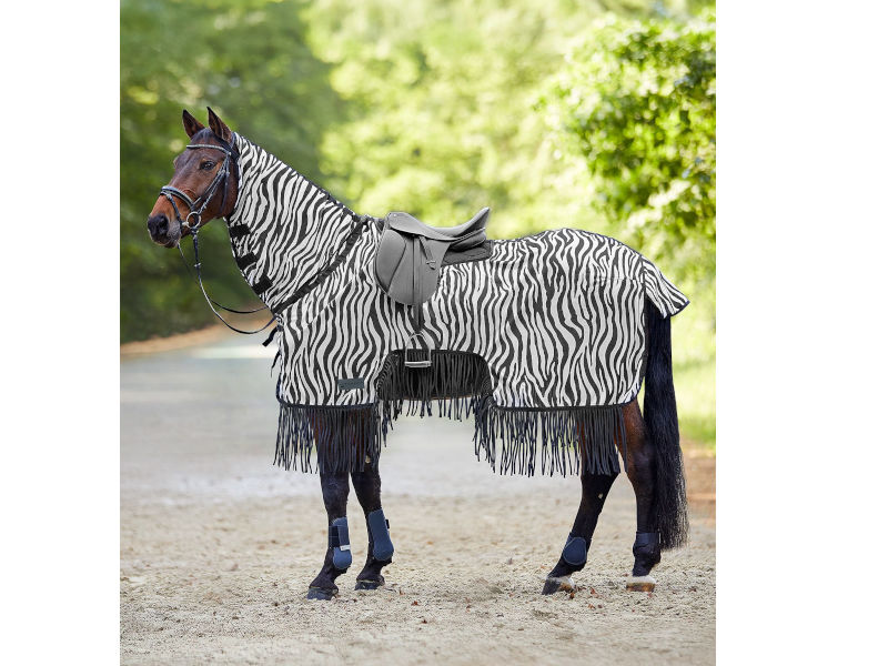 Fliegenausreitdecke Zebra mit Fransen 