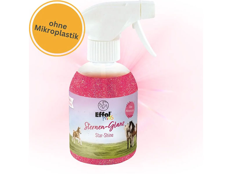 Sprühflasche mit Effol Sternenglanz und dem Hinweis ohne Mikroplastik