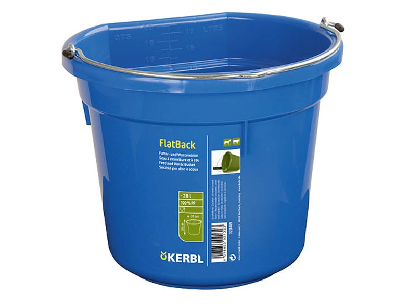 blauer Futter- und Wassereimer