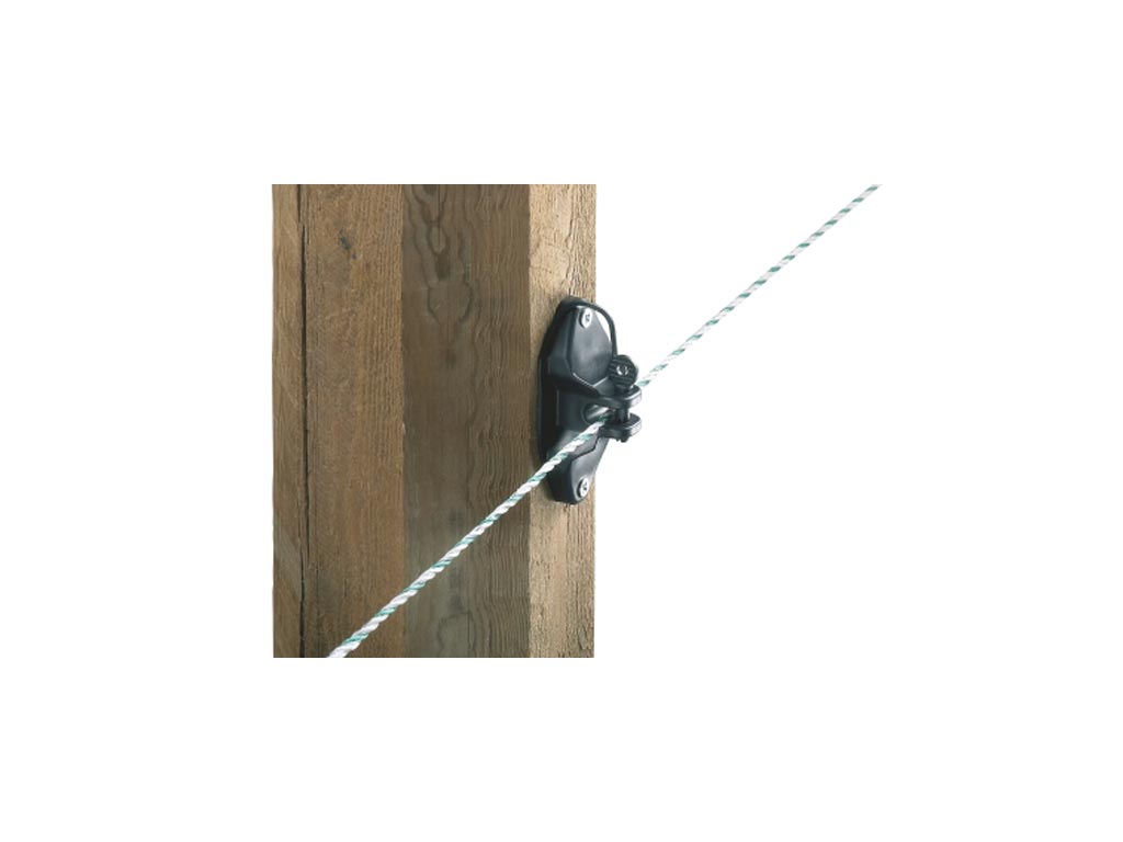 Schwarzer Isolator am Weidezaun