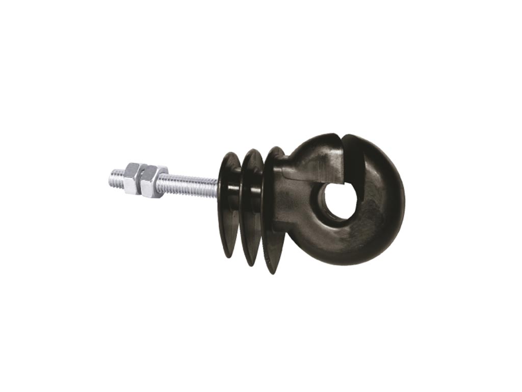 Schwarzer Ringisolator mit silberner Schraube